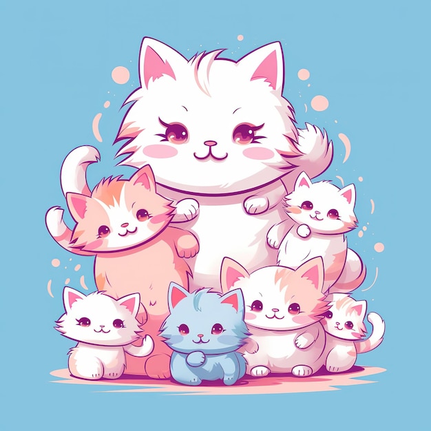 ilustracja słodkie kotki szczęśliwe koty międzynarodowy dzień kota