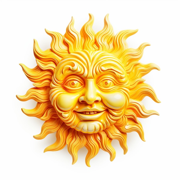 ilustracja słońca z twarzą boga na białym tle