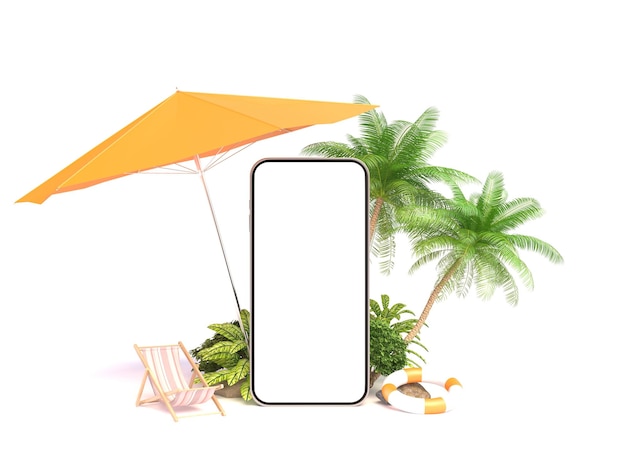 Zdjęcie ilustracja smartfona z jasnym białym kolorowym ekranem na wyspie