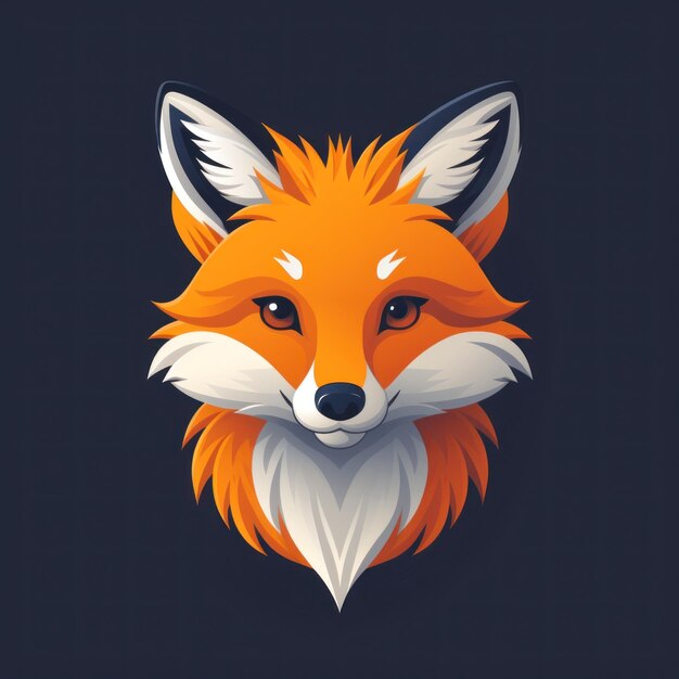 Ilustracja Smiling Cartoon Fox Flat Logo z nowoczesną estetyką płaskiego projektu