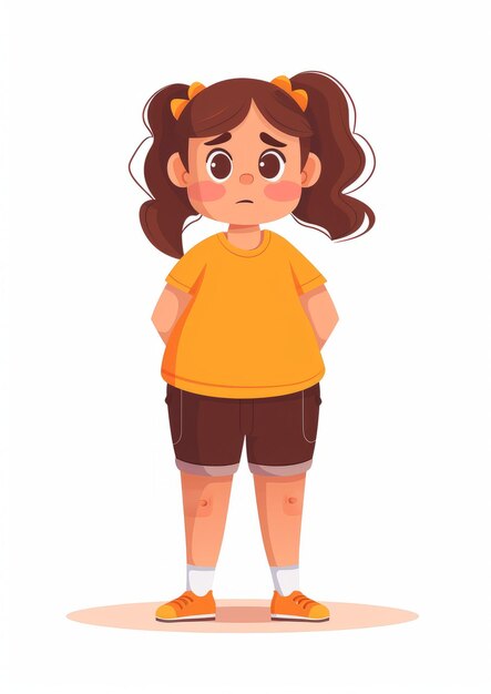 Ilustracja smutnej dziewczyny z nadwagą