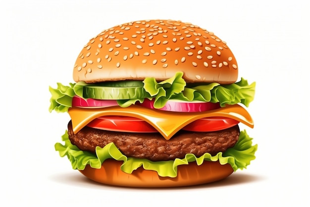 Ilustracja Style Burger Izolowany na białym