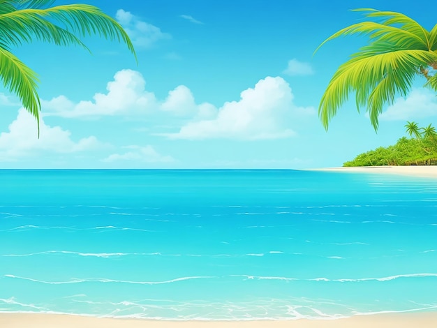 Zdjęcie ilustracja stylu malarstwa pięknego, spokojnego tropikalnego tła laguny oceanu