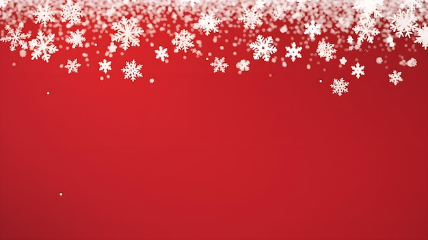 Ilustracja świąteczna z białymi płatkami śniegu na czerwonym tle z miejscem na tekst