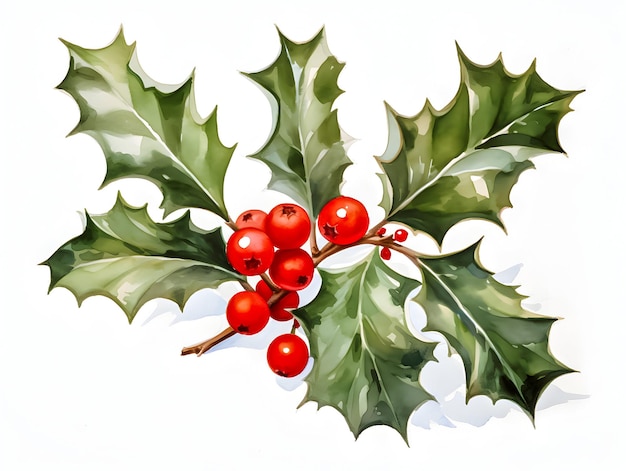 Ilustracja świątecznej jagody na białym tle Marry Christmas concept