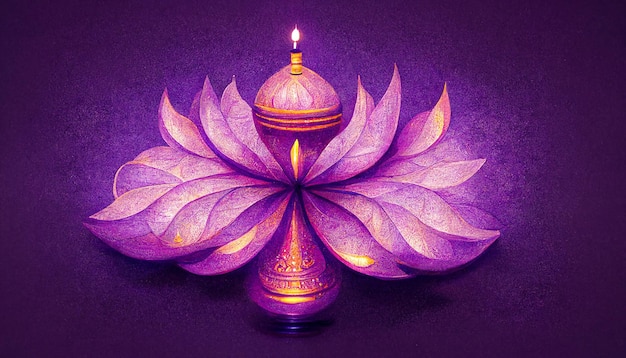 Ilustracja święta Diwali światła tradycji Lampy naftowe Diya na ciemnym tle