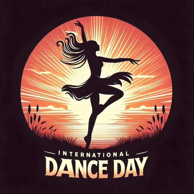 Zdjęcie ilustracja sylwetki międzynarodowego dnia tańca