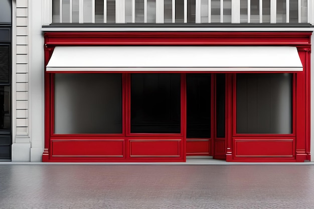Ilustracja szablonu fasady sklepowej czerwonego europejskiego rocznika sklepu