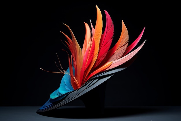 Zdjęcie ilustracja szerokiego światła w stylu origami wysoki czarny kapelusz z generatywnym ai