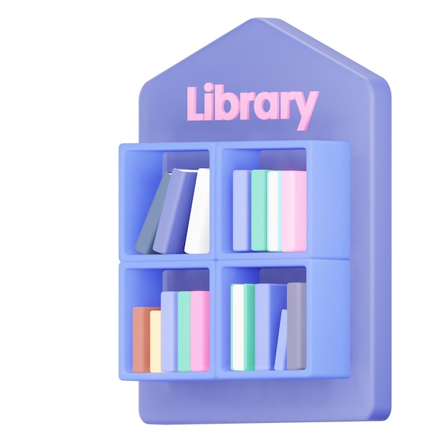 Ilustracja szkolna biblioteki 3D