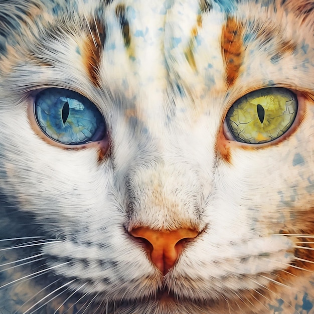 ilustracja sztuki twarzy Cute kota w bliska