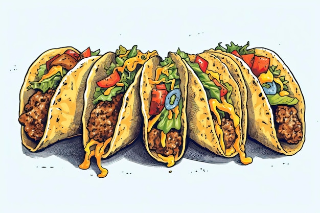 Ilustracja tacos Ilustracja żywności Generative AI