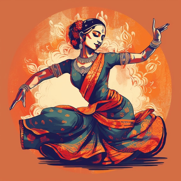 Ilustracja tancerza Kathak