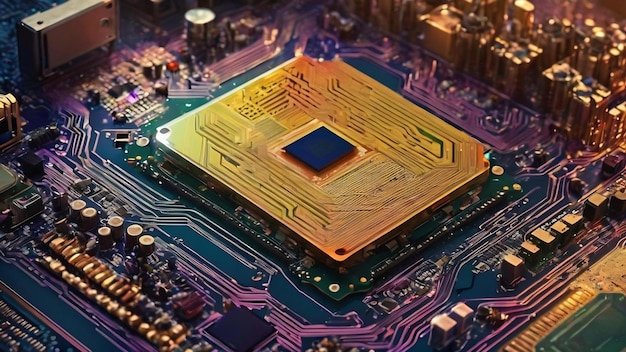 Ilustracja technologii bezszwodowej układu chipowego płyty głównej, wzór tła tapety