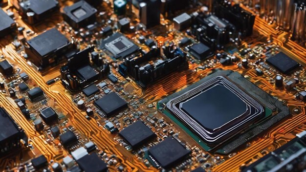 Zdjęcie ilustracja technologii bezszwowego chipsetu płyty głównej, projekt tła tapety