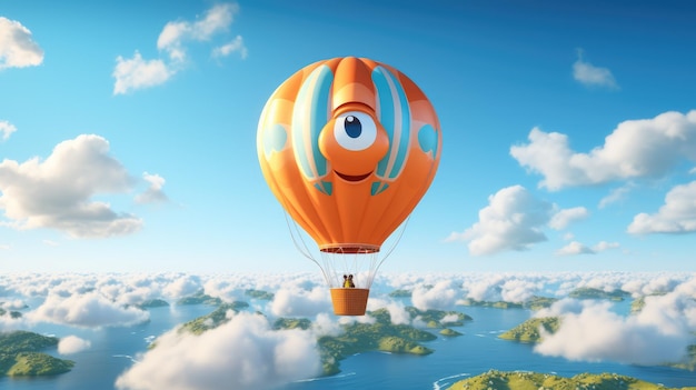 Ilustracja tętniącego życiem balonu na ogrzane powietrze w kształcie Ziemi