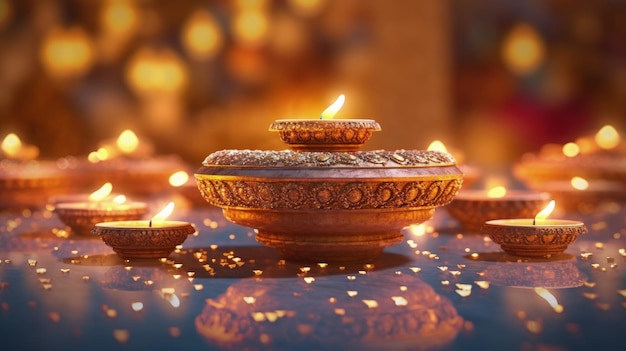 Ilustracja tła Happy Diwali AI GenerativexA