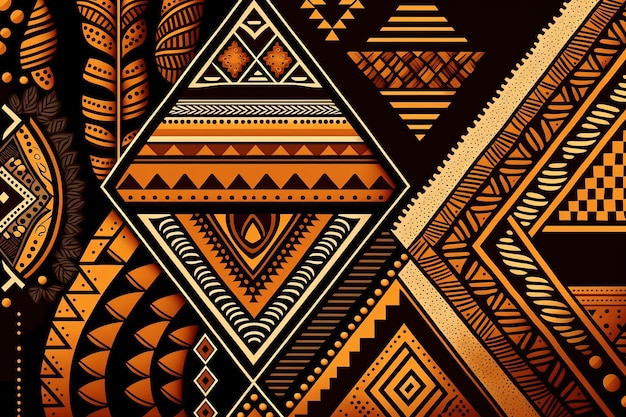 Ilustracja tła z afrykańskimi wzorami drukowana w afrykańskich kolorach Generacyjna sztuczna inteligencja