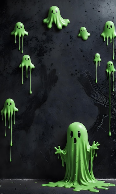 Zdjęcie ilustracja tła zielonego ducha halloween