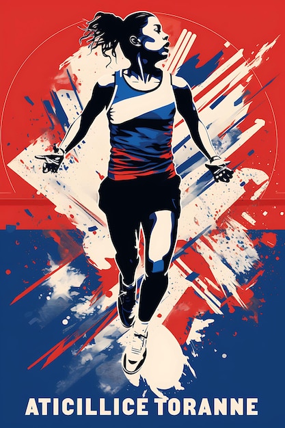 Ilustracja Track and Field Athletic Excellence Bold and Contrasting Col Flat 2D Sport Art Poster