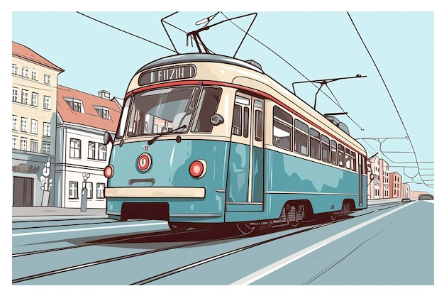 Zdjęcie ilustracja tramwaj ilustracja transport generacyjna sztuczna inteligencja