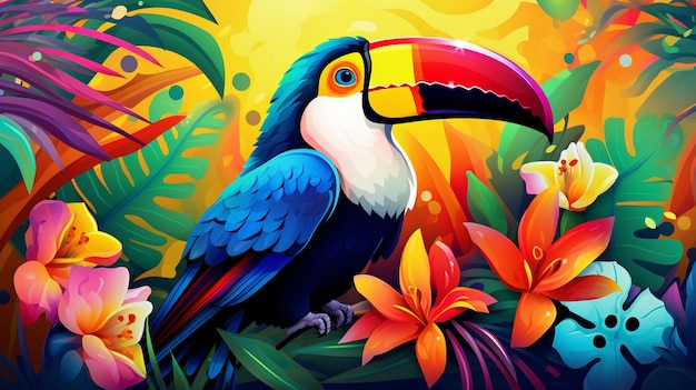 ilustracja tropikalnego ptaka