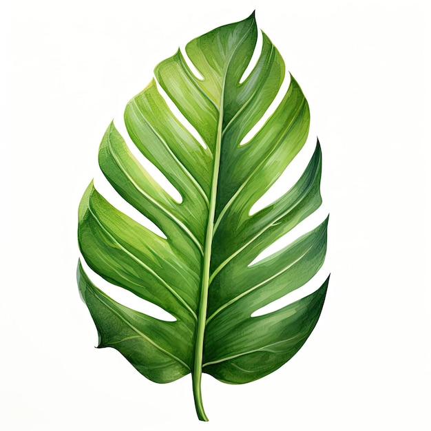 ilustracja tropikalnych liści akwarelowych na białym tle w stylu Dino Valls