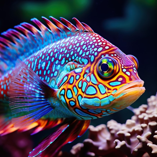 Zdjęcie ilustracja tropikalnych ryb koralowych pod wodą świat generative ai