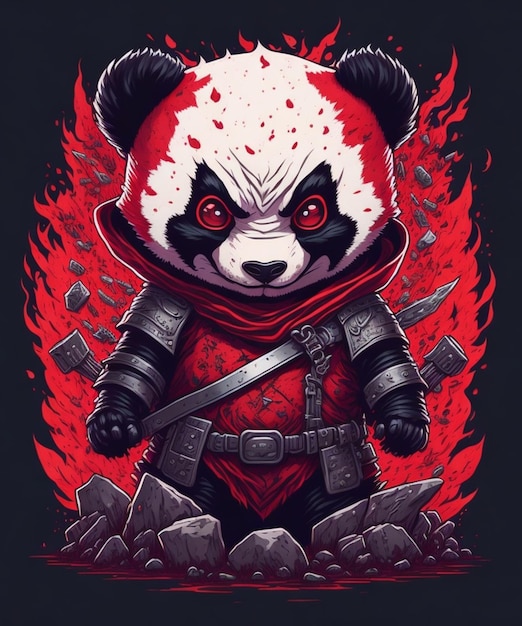 ilustracja twarz zła panda ninja