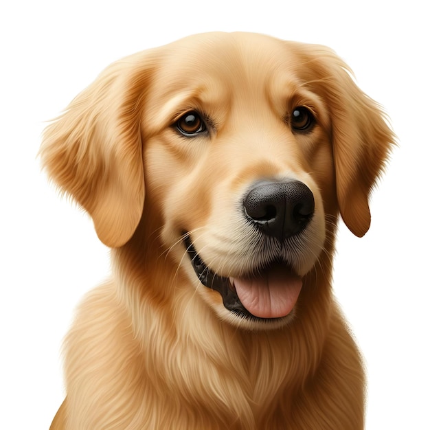 Ilustracja twarzy golden retrieverów z szczegółowym futrem, ekspresyjnymi brązowymi oczami i czarnym n