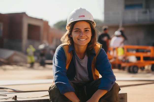 Zdjęcie ilustracja uma mulher feliz corpo inteiro realistyczna