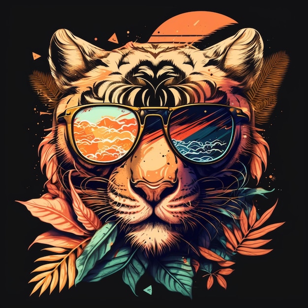 ilustracja uroczego tygrysa w okularach przeciwsłonecznych
