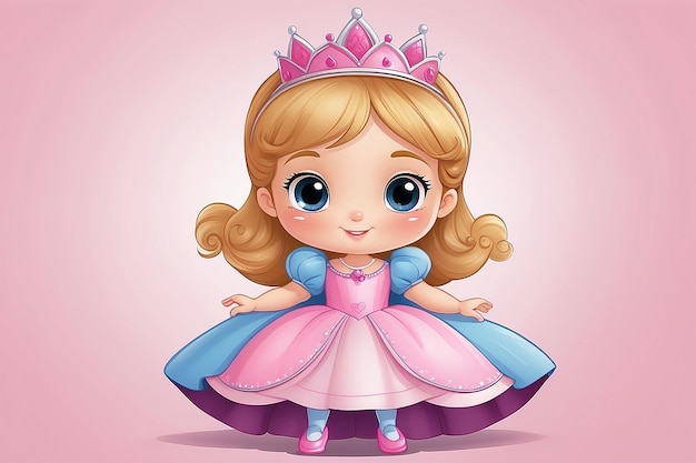 Ilustracja uroczej dziewczynki w kostiumie księżniczki