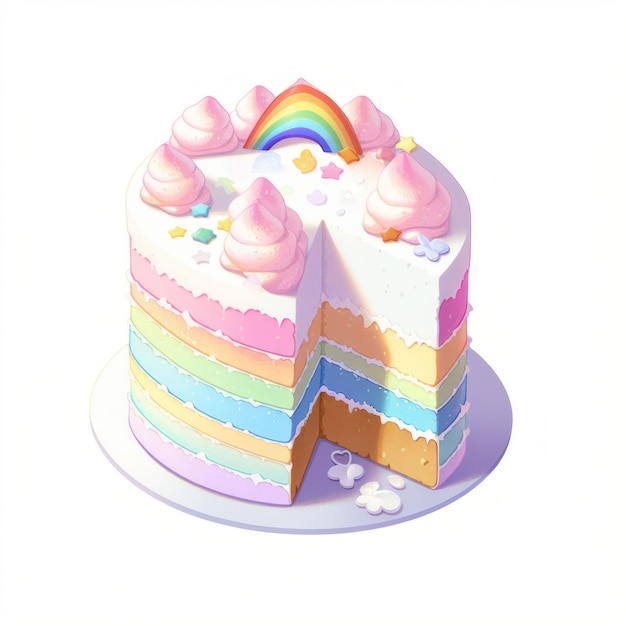 Ilustracja uroczy kawałek ciasta i deser pastelowy kolor stworzony za pomocą generatywnej technologii AI