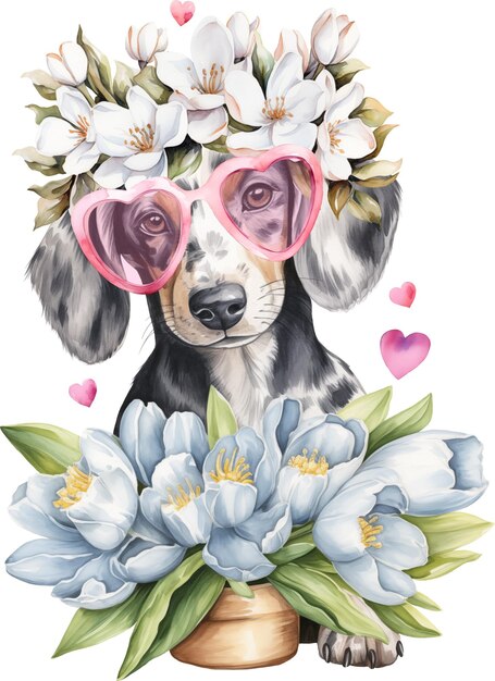 Ilustracja Valentine dachshund