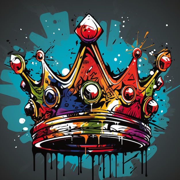 ilustracja w stylu graffiti kolory korony