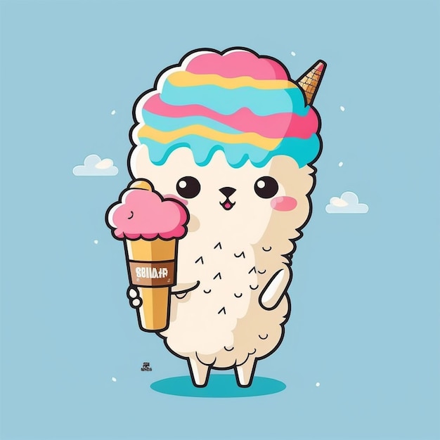 Ilustracja wektora lamy jedzącej lody