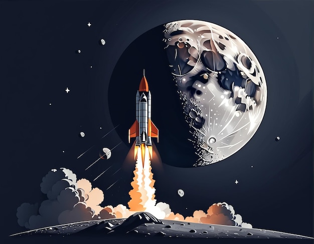 Ilustracja wektora startowego rakiety w kosmosie ilustracja wahadłowca kosmicznego i rakiety rakietowej