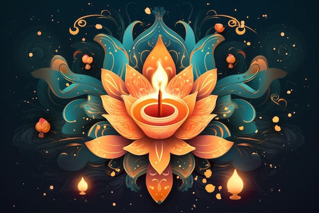 Ilustracja wektora Szczęśliwego Diwali Karta świąteczna Diwali i Deepavali Indyjski festiwal świateł