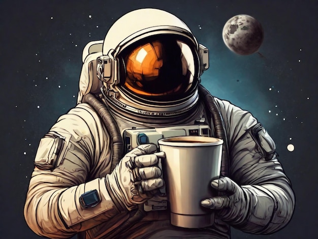 Ilustracja wektorowa astronauta Ręcznie narysowany kosmonauta do projektu druku koszulki