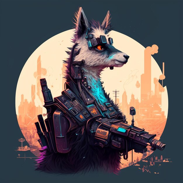 Ilustracja wektorowa Cyberpunk Lama