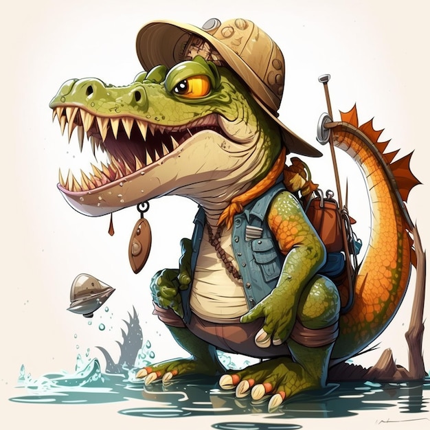 Ilustracja wektorowa dinozaura rybaka