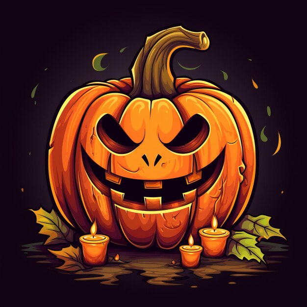 ilustracja wektorowa dyni halloween ze świecami