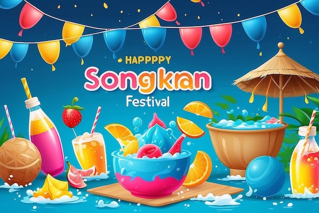 Ilustracja wektorowa festiwalu Happy Songkran w mediach społecznościowych