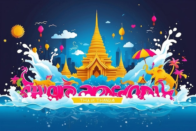 Ilustracja wektorowa festiwalu wodnego Songkran