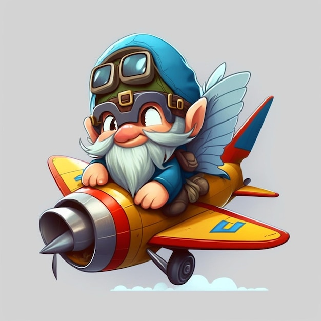 Ilustracja wektorowa Gnome Riding a Plane