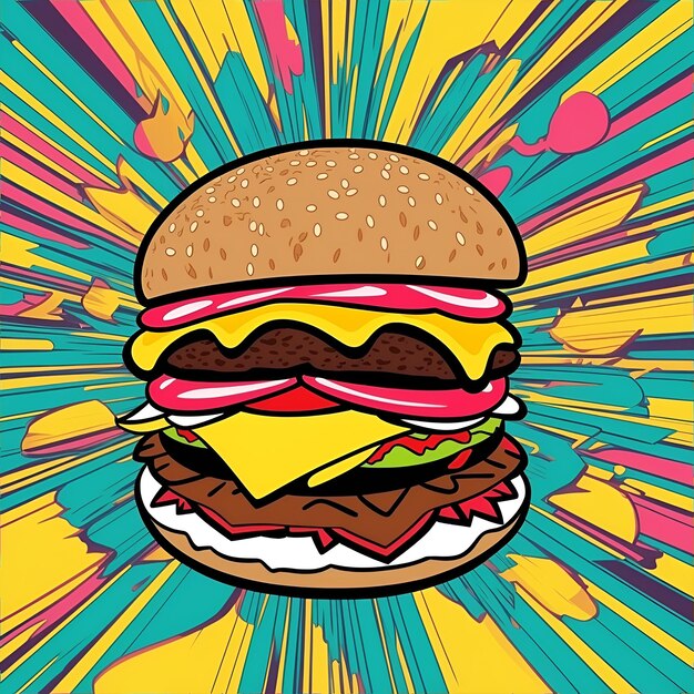 Zdjęcie ilustracja wektorowa hamburgera rysowana ręcznie w stylu retro