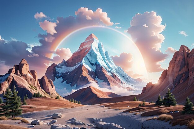 ilustracja wektorowa kolor góry i nieba jasny