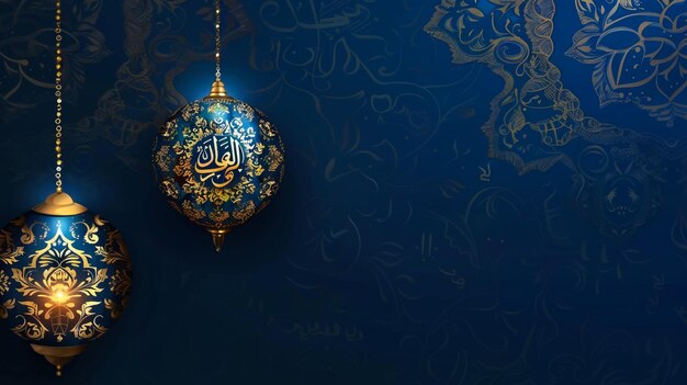 ilustracja wektorowa kopiowania przestrzeni Złoty i niebieski tekst projekt karty Eid al-Fitr na świętowanie Festiwalu Łamania Postu oznaczającego koniec świętego miesiąca Ramadanu