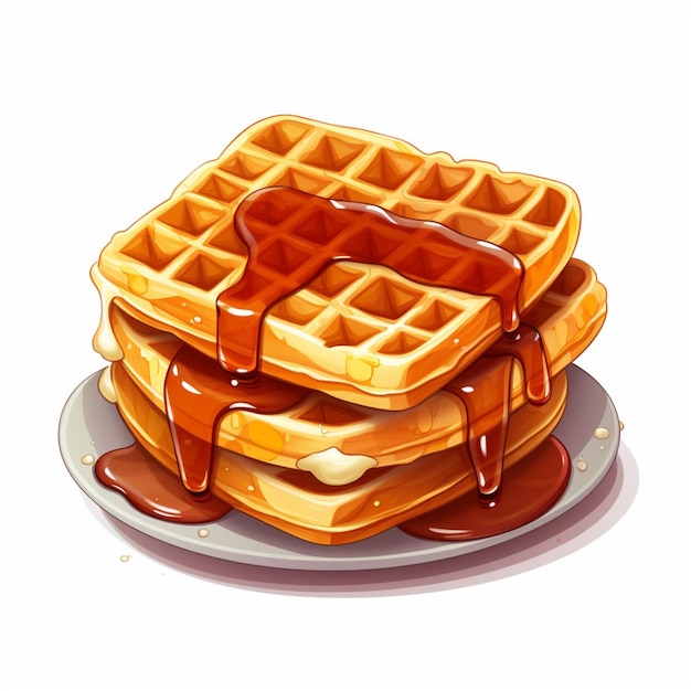Zdjęcie ilustracja wektorowa kreskówki waffle 2d na białym tle